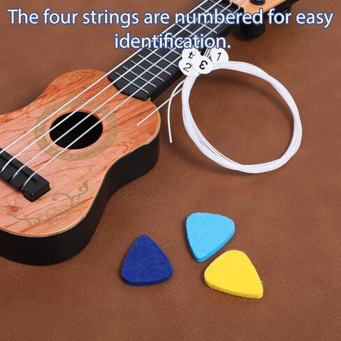 Soprano Ukulele Strings, Ukulele Strings Baritone Ukuleles String, 5 Sets Nylon Ukuleles String Set, Soprano (21 Inch) Concert (23 Inch) Tenor (26 In) with 10 Felt Picks in Kuwait