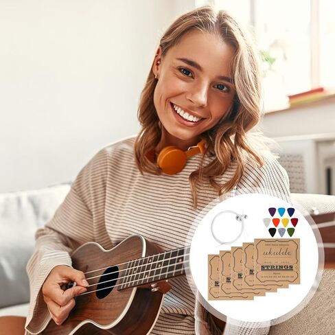 Soprano Ukulele Strings, Ukulele Strings Baritone Ukuleles String, 5 Sets Nylon Ukuleles String Set, Soprano (21 Inch) Concert (23 Inch) Tenor (26 In) with 10 Felt Picks in Kuwait
