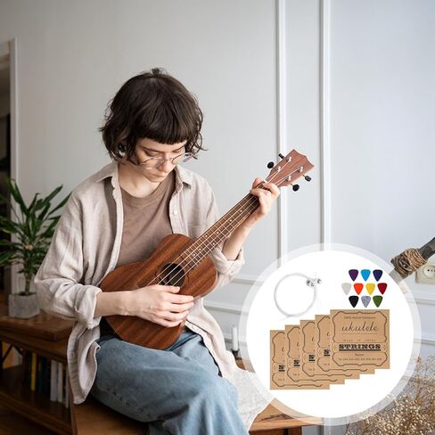 Soprano Ukulele Strings, Ukulele Strings Baritone Ukuleles String, 5 Sets Nylon Ukuleles String Set, Soprano (21 Inch) Concert (23 Inch) Tenor (26 In) with 10 Felt Picks in Kuwait