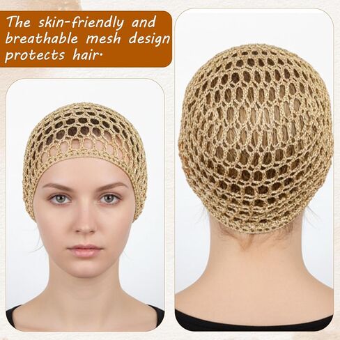 4 قطع شبكة لف الشعر، قبعات كروشيه شبكية ملفوفة، قبعة سنود، قبعة سميكة قصيرة للنساء، شبكة شعر للنساء، غطاء زينة للنوم، شعر مستعار ناعم قابل للتنفس، غطاء شعر مستعار للنساء in Saudi Arabia