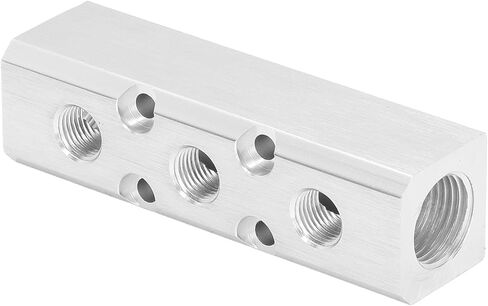 Pneumatic Manifold Air Distribution Block, 30 * 30mm Medium Air Circuit and Exhaust Base, Connector Splitter G1/2 Input G1/4 Output (SY30-02-4F) in Saudi Arabia