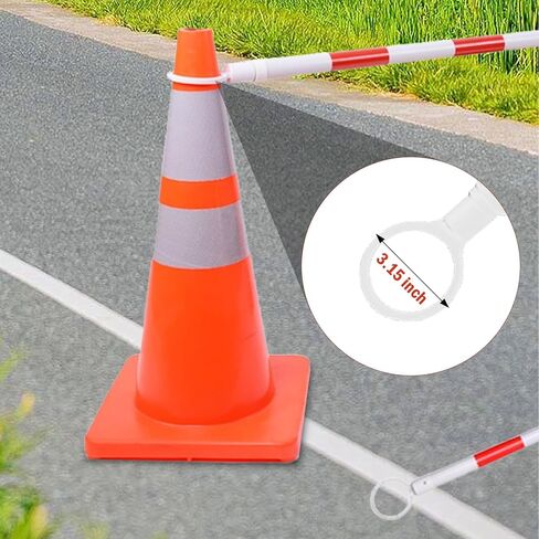 6 Pcs Retractable Traffic Cone Bar, Lightweight Cone Bars, Length from 4ft to 7.2ft, Road Cone Connecting Rod, White and Red, Perfect as Traffic Road in Kuwait