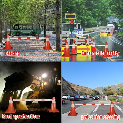 6 Pcs Retractable Traffic Cone Bar, Lightweight Cone Bars, Length from 4ft to 7.2ft, Road Cone Connecting Rod, White and Red, Perfect as Traffic Road in Kuwait