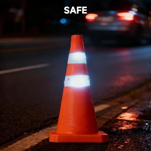 Roastove 18 بوصة 4 عبوات من مخاريط السلامة المرورية القابلة للطي، مخاريط منبثقة متعددة الأغراض مع أطواق عاكسة، مخاريط أمان برتقالية للتدريب على القيادة، مواقف السيارات وما إلى ذلك in Kuwait