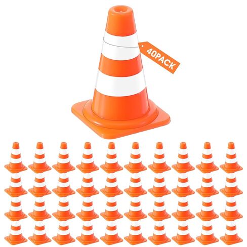 40Pcs Small Construction Cones, Miniature Traffic Barricade Cones Tiny Traffics Scene Roadblock - Toys Multifunctional Building Theme Party Sports Activity Models for Kids Street Signs Playset in Saudi Arabia