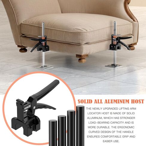 رافعة ذراع موفرة للعمالة مقاس 15 بوصة، هيكل من الألومنيوم بالكامل، مقبض صلب، مُشكل، يستخدم لوضع بلاط الحائط، وتركيب الأبواب والنوافذ، ورفع الأثاث، أسود -86 in Kuwait