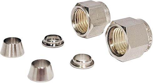 2pcs 316 Stainless Steel High Pressure Compression Nut & Ferrules Sets 1/8in 1/4in 3/8in 1/2in 3/4in Tube OD(3/8") in Saudi Arabia