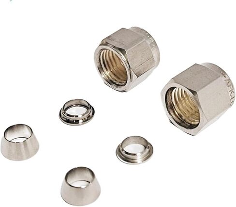 2pcs 316 Stainless Steel High Pressure Compression Nut & Ferrules Sets 1/8in 1/4in 3/8in 1/2in 3/4in Tube OD(3/8") in Saudi Arabia