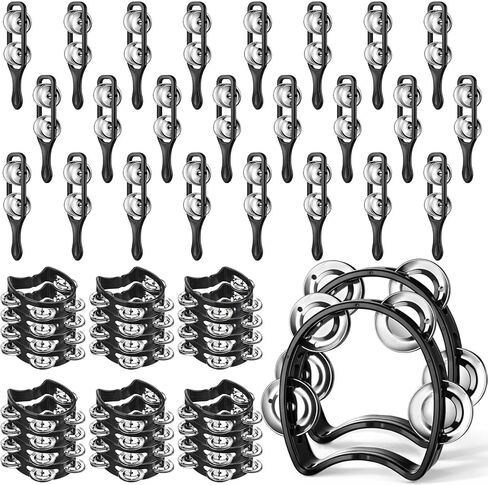 48 Pack Tambourine Set Includes 24 Mini Handheld Tambourines and 24 Finger Cymbals Percussion Instruments for Music Classroom Teaching, Church Worship, Weddings, Parties and Concerts(White) in Saudi Arabia