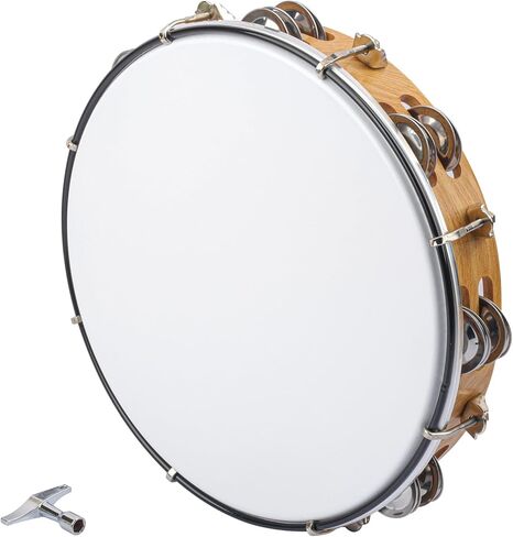 10 Inch Tambourine for Adults, Hand Held Musical Drum with Double Metal Jingles, Hand Held Tambourines for Church, Dancing, Party, Home Decor in Saudi Arabia