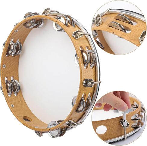 10 Inch Tambourine for Adults, Hand Held Musical Drum with Double Metal Jingles, Hand Held Tambourines for Church, Dancing, Party, Home Decor in Saudi Arabia