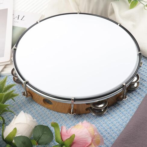 10 Inch Tambourine for Adults, Hand Held Musical Drum with Double Metal Jingles, Hand Held Tambourines for Church, Dancing, Party, Home Decor in Saudi Arabia