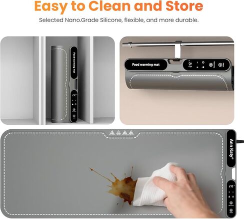 حصيرة تدفئة الطعام للطعام XXXL 39 بوصة × 15 بوصة 550 وات، صينية تسخين كهربائية محمولة لأطباق البوفيهات والحفلات، وسادات تسخين سريعة كاملة السطح مع 7 مستويات درجة حرارة ومؤقت 8 ساعات وقفل أمان للأطفال in Kuwait