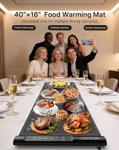 Warming Mat for Food Extra large 40" x 16", Portable Food Warming Mat with 7 Temperature Settings & 8Hour Timer, Tortilla Warmer for Gatherings, Parties (Extra Large Size: 40" x 16") in Saudi Arabia