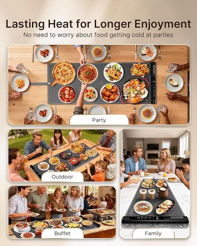 Warming Mat for Food Extra large 40" x 16", Portable Food Warming Mat with 7 Temperature Settings & 8Hour Timer, Tortilla Warmer for Gatherings, Parties (Extra Large Size: 40" x 16") in Saudi Arabia