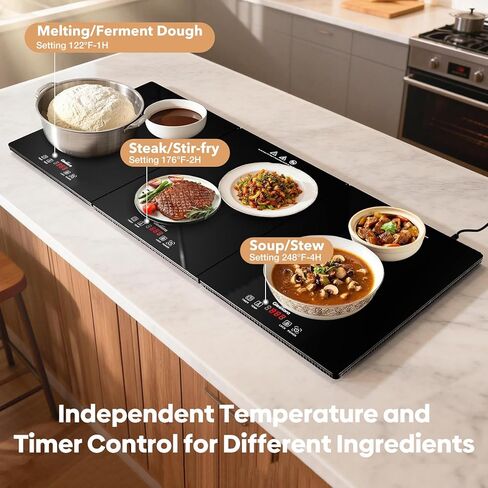 Electric Food Warming Tray for Parties Buffet, 3-in-1 Modular Food Warmer Trays with Independent 10 Temp Setting and Timer, 35.4''x15.7'' Tempered Glass Heat Plates for Catering & Gatherings in Saudi Arabia