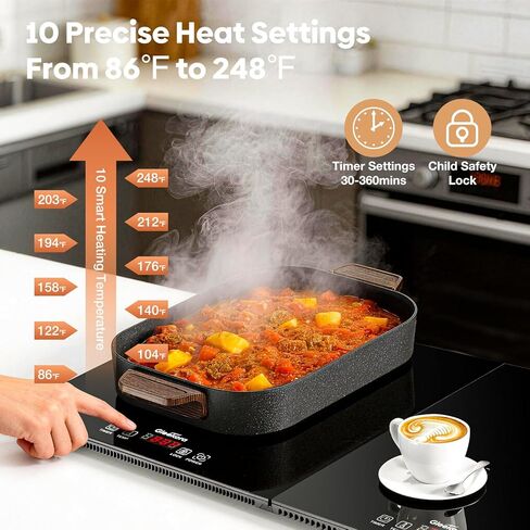 Electric Food Warming Tray for Parties Buffet, 3-in-1 Modular Food Warmer Trays with Independent 10 Temp Setting and Timer, 35.4''x15.7'' Tempered Glass Heat Plates for Catering & Gatherings in Saudi Arabia