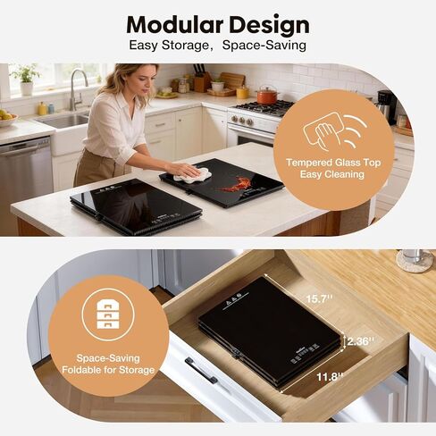 Electric Food Warming Tray for Parties Buffet, 3-in-1 Modular Food Warmer Trays with Independent 10 Temp Setting and Timer, 35.4''x15.7'' Tempered Glass Heat Plates for Catering & Gatherings in Saudi Arabia
