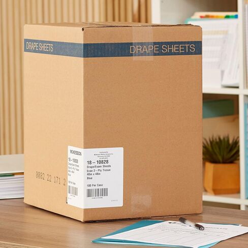 ملاءات McKesson Drape Sheets - مستلزمات طبية للاستعمال مرة واحدة، ستائر مناديل ورقية للفحوصات البدنية - أزرق، طبقتان، 48 بوصة × 40 بوصة، 100 قطعة in Saudi Arabia