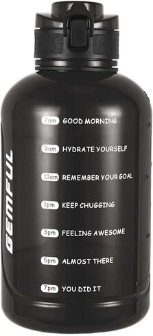 GEMFUL 3 Liter Water Bottle with Straw Time Marker Large 101oz BPA-Free Leakproof Jug for Gym Sports Hiking Motivational Tracking for Men Women (Grey with Removable Straw) in Kuwait