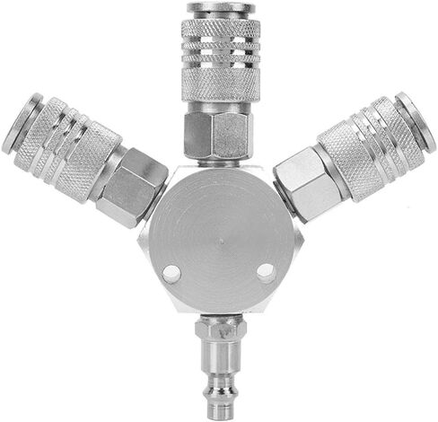 3-Way Air Hose, 1/4'' F-NPT Manifold Quick Coupler for Fuel, Air, Water and Oil, Silver, 120 X 20 Mm/4.72 X 0.79 Inch in Saudi Arabia