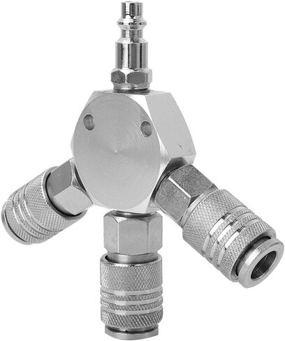 3-Way Air Hose, 1/4'' F-NPT Manifold Quick Coupler for Fuel, Air, Water and Oil, Silver, 120 X 20 Mm/4.72 X 0.79 Inch in Saudi Arabia