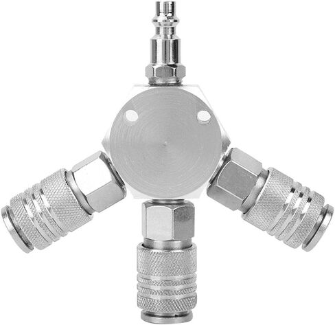 3-Way Air Hose, 1/4'' F-NPT Manifold Quick Coupler for Fuel, Air, Water and Oil, Silver, 120 X 20 Mm/4.72 X 0.79 Inch in Saudi Arabia