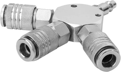 3-Way Air Hose, 1/4'' F-NPT Manifold Quick Coupler for Fuel, Air, Water and Oil, Silver, 120 X 20 Mm/4.72 X 0.79 Inch in Saudi Arabia