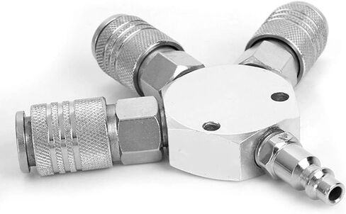 3-Way Air Hose, 1/4'' F-NPT Manifold Quick Coupler for Fuel, Air, Water and Oil, Silver, 120 X 20 Mm/4.72 X 0.79 Inch in Saudi Arabia