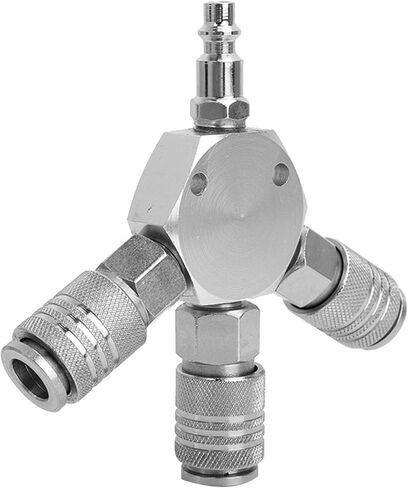 3-Way Air Hose, 1/4'' F-NPT Manifold Quick Coupler for Fuel, Air, Water and Oil, Silver, 120 X 20 Mm/4.72 X 0.79 Inch in Saudi Arabia