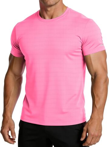 Mens Running Shirt Quick Dry Fit Short Sleeve Performance T-Shirt Moisture Wicking Ourdoor Active Wear Reflective in Kuwait