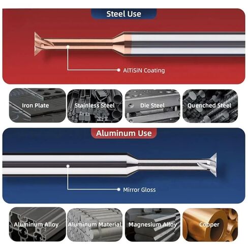 Dovetail Shape Mill Cutter Slot Long Cutting Length Tool Carbide Diameter 4 Flute 1mm-20mm 1Pcs(1xD4x100L) in Kuwait