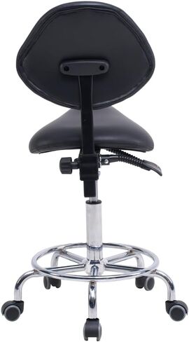 Saddle Stool Chair with Backrest Swivel Hydraulic Adjustable Ergonomic Seat on Wheels Foot Rest for Medical Dental Clinic Office Black in Saudi Arabia