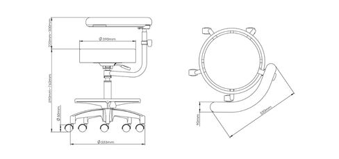 مقعد مساعد طبيب الأسنان بريميوم بلس، 2103-أسود in Kuwait