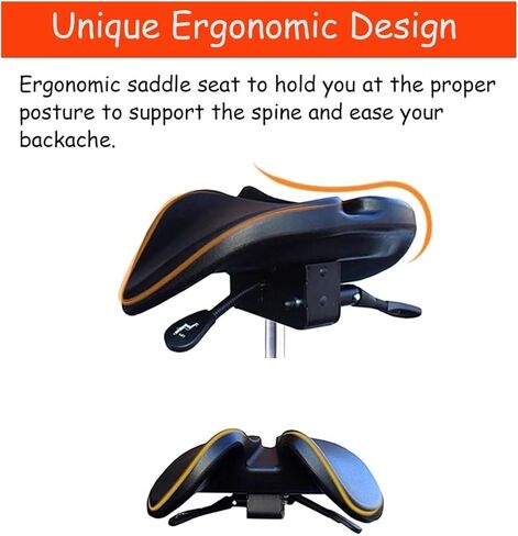 Saddle Chair Office Stool with Backrest Footrest, Leather Saddle Swivel Chair Improve Posture, Standing Work Desk Stool for Clinic Tattoo in Saudi Arabia
