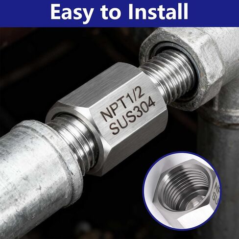 304 Stainless Steel Forged Reducer Adapter 1/2" NPT Female x 1/2" NPT Male Pipe Fitting Water Pipe Adapter 2 Pack in Saudi Arabia
