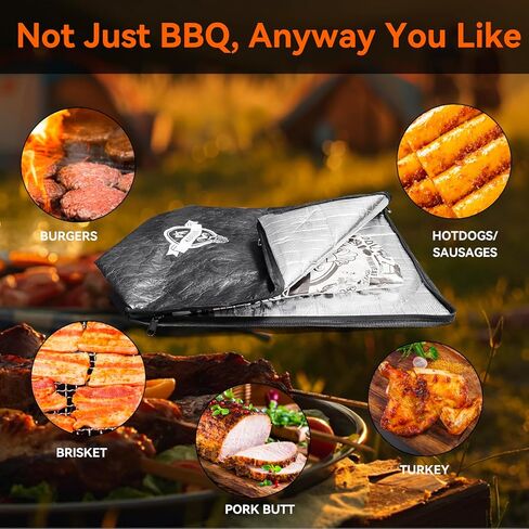 BBQ Blanket for Resting Meat - 21" Reusable Insulated Brisket Bag, Leakproof Aluminum-Lined Resting Bag with 25 Sheets Food-Grade Butcher Paper, Meat Warmer for Smoker & Grilling Accessories in Saudi Arabia