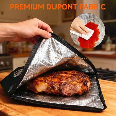 BBQ Blanket for Resting Meat - 21" Reusable Insulated Brisket Bag, Leakproof Aluminum-Lined Resting Bag with 25 Sheets Food-Grade Butcher Paper, Meat Warmer for Smoker & Grilling Accessories in Saudi Arabia