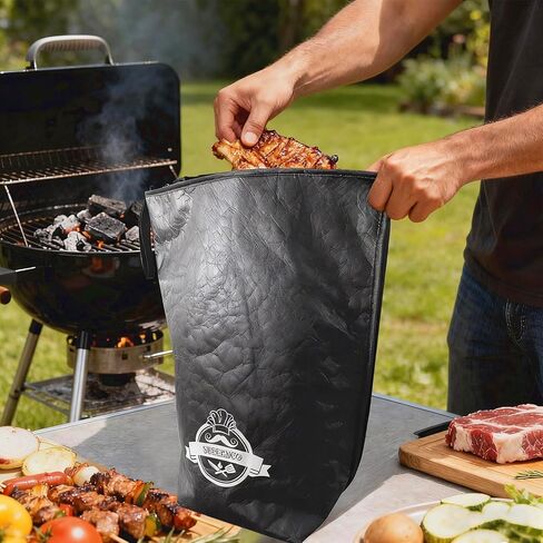 BBQ Blanket for Resting Meat - 21" Reusable Insulated Brisket Bag, Leakproof Aluminum-Lined Resting Bag with 25 Sheets Food-Grade Butcher Paper, Meat Warmer for Smoker & Grilling Accessories in Saudi Arabia