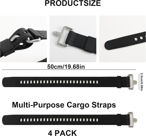 4Pcs 20-Inch Heavy-Duty Silicone Straps with Buckles, Reusable Adjustable Utility Tie Downs for Securing Truck Cargo, Luggage, Tools, Hoses in Kuwait