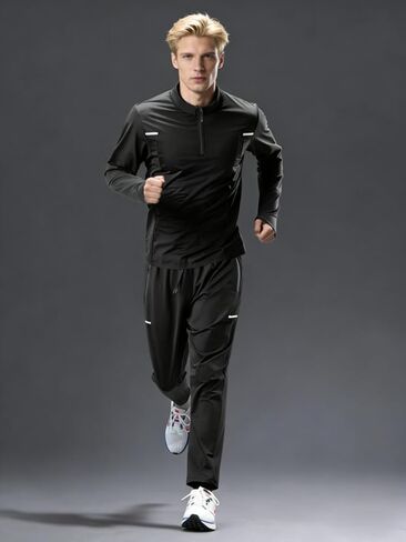 Men Athletic Sports Set Running Tracksuit Quick Dry Fitness Outfit Long Sleeve Top Pants Training Suit in Saudi Arabia