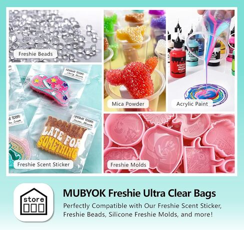 MUBYOK 6" x 6" Ultra Clear Plastic Reclosable Zip Bags for Car Freshie-Polypropylene Bags with Hang Hole for Display-2 mil Thick with Resealable Lock Seal Zipper(Pack of 100) in Kuwait