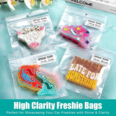 MUBYOK 6" x 6" Ultra Clear Plastic Reclosable Zip Bags for Car Freshie-Polypropylene Bags with Hang Hole for Display-2 mil Thick with Resealable Lock Seal Zipper(Pack of 100) in Kuwait