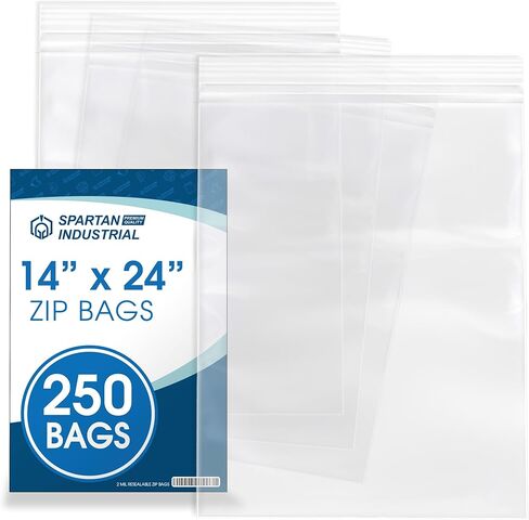 Spartan Industrial - 12" X 15" (500 Count) 2 Mil Clear Reclosable Zip Plastic Poly Bags with Resealable Lock Seal Zipper in Kuwait