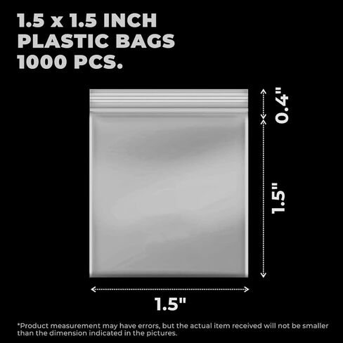 Glider 1.5" x 1.5" Clear Zip Bags, 1000pcs, 2.5 Mil Small Resealable Plastic Baggies for Jewellery, Coins, Beads, Pills, Earrings, Craft & Sample Storage (1.5" x 1.5") in Kuwait