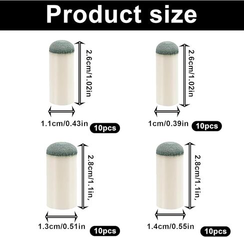 40 Pcs Slip On Pool Cue Tips, 4 Sizes 9mm/10mm/12mm/13mm Tacos De Billar, Pools Stick Tip Pools Table Accessories Pool Cue Tips Replacement Kit in Kuwait