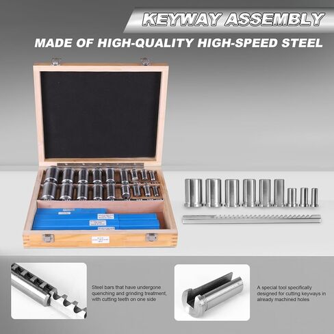 Generic طقم Keyway Broaching طقم Keyway Broaching مع 5 دبابيس و18 جلبة و7 حشوات 30 قطعة لتصنيع المعادن وتصنيعها in Saudi Arabia