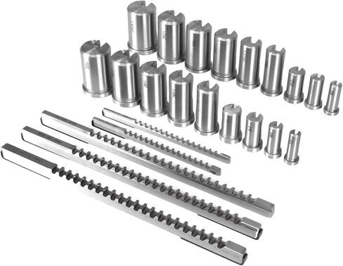 HUBAI Keyway Broach Kit مجموعة تطرق مستطيلة مع 5 دبابيس و18 جلبة و7 حشوات 30 قطعة لتشغيل المعادن والتصنيع in Saudi Arabia