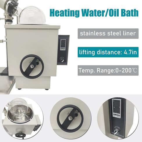 TECHTONGDA 10L مبخر دوار 0-120 دورة في الدقيقة سرعة 110 فولت مبخر مختبر دوار مع مكثف ملف مزدوج، تسخين الماء/حمام الزيت مع نظام ذكي للتحكم في درجة الحرارة، رفع يدوي Rotavap in Saudi Arabia