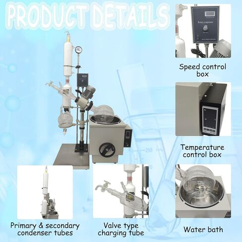10L 110V Lab Rotary Vacuum Evaporator with Water Bath 10-120rpm Speed Lab Evaporation Equipment Rotary Evaporator for Use with Vacuum Pumps and Coolers Without Plug in Kuwait